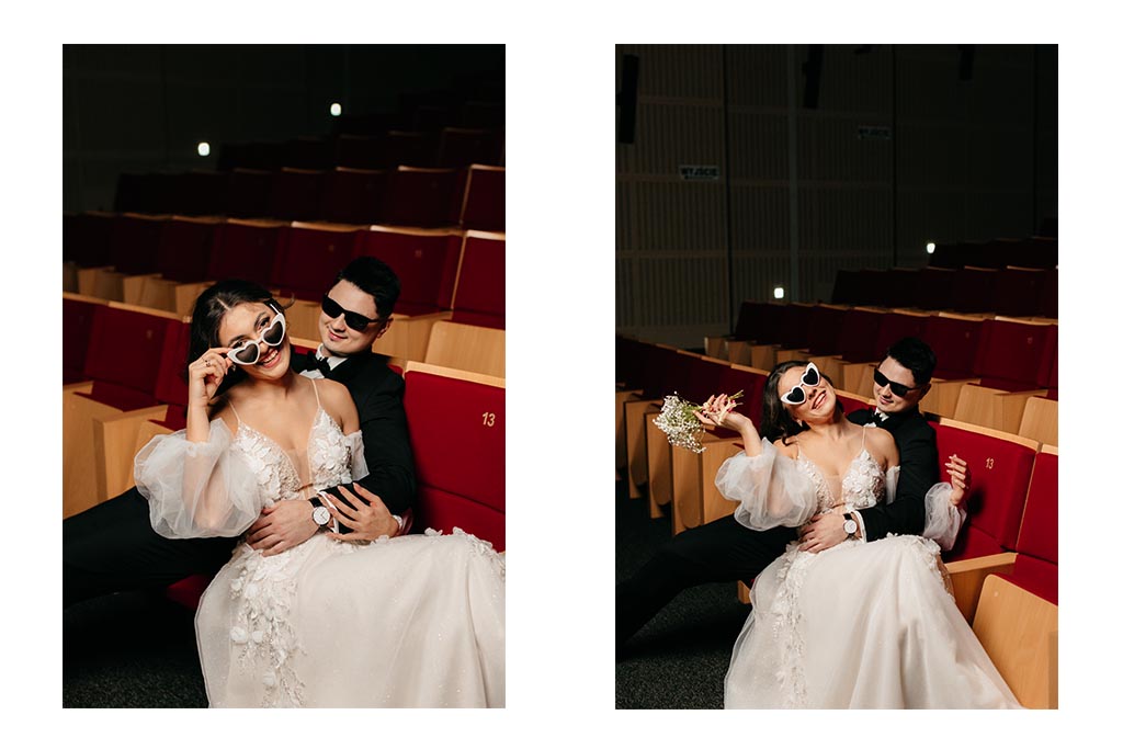 Stylowy plener ślubny z motywem starego kina. Fotograf ślubny Rzeszów